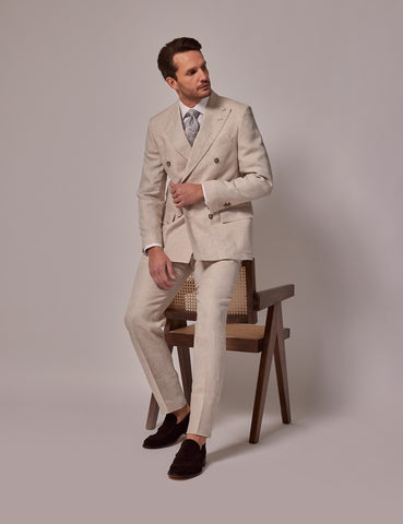 Mens Linen Suit For Beach Wedding - Summer  Suit in Cream - Men's Tuxedo USA