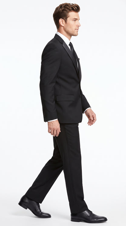 Men’s Classic Black Tuxedo Suit, 2 Button Wedding Prom Formal Suit