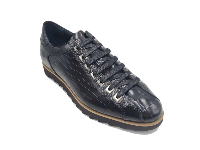 Carrucci Crocodile Embossed Leather Sneaker
