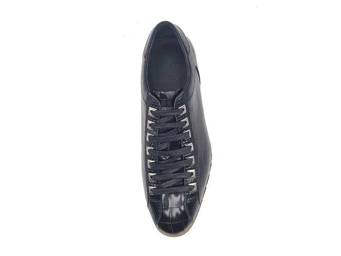Carrucci Crocodile Embossed Leather Sneaker