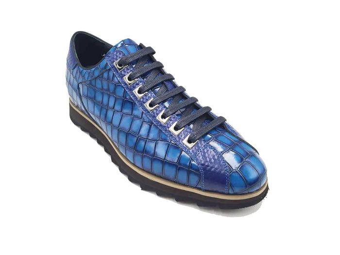 Carrucci Crocodile Embossed Leather Sneaker