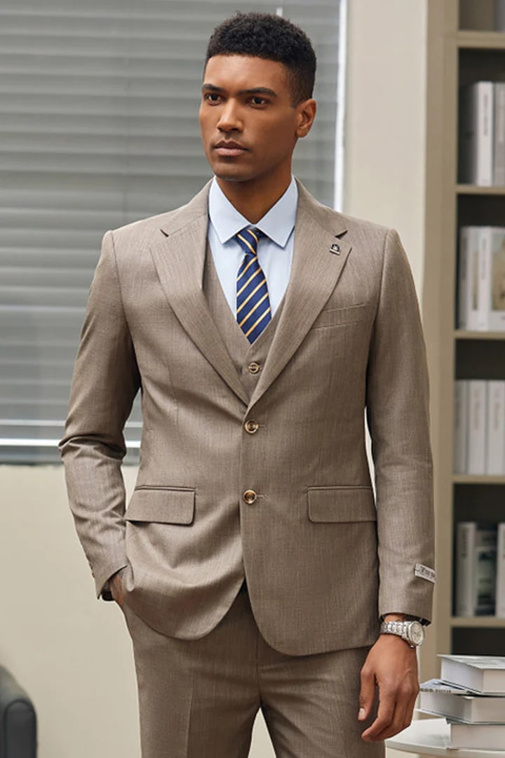 Tan Suits For Wedding - Tan Groomsmen Suits - Tan Single Breasted Tuxe