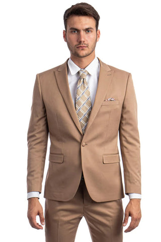 Khaki groomsmen suits best sale