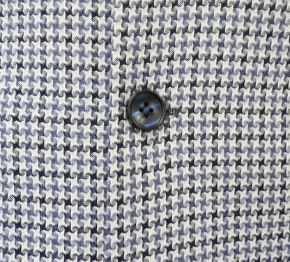 Blue Houndstooth Hybrid Fit Double Breasted Jacket