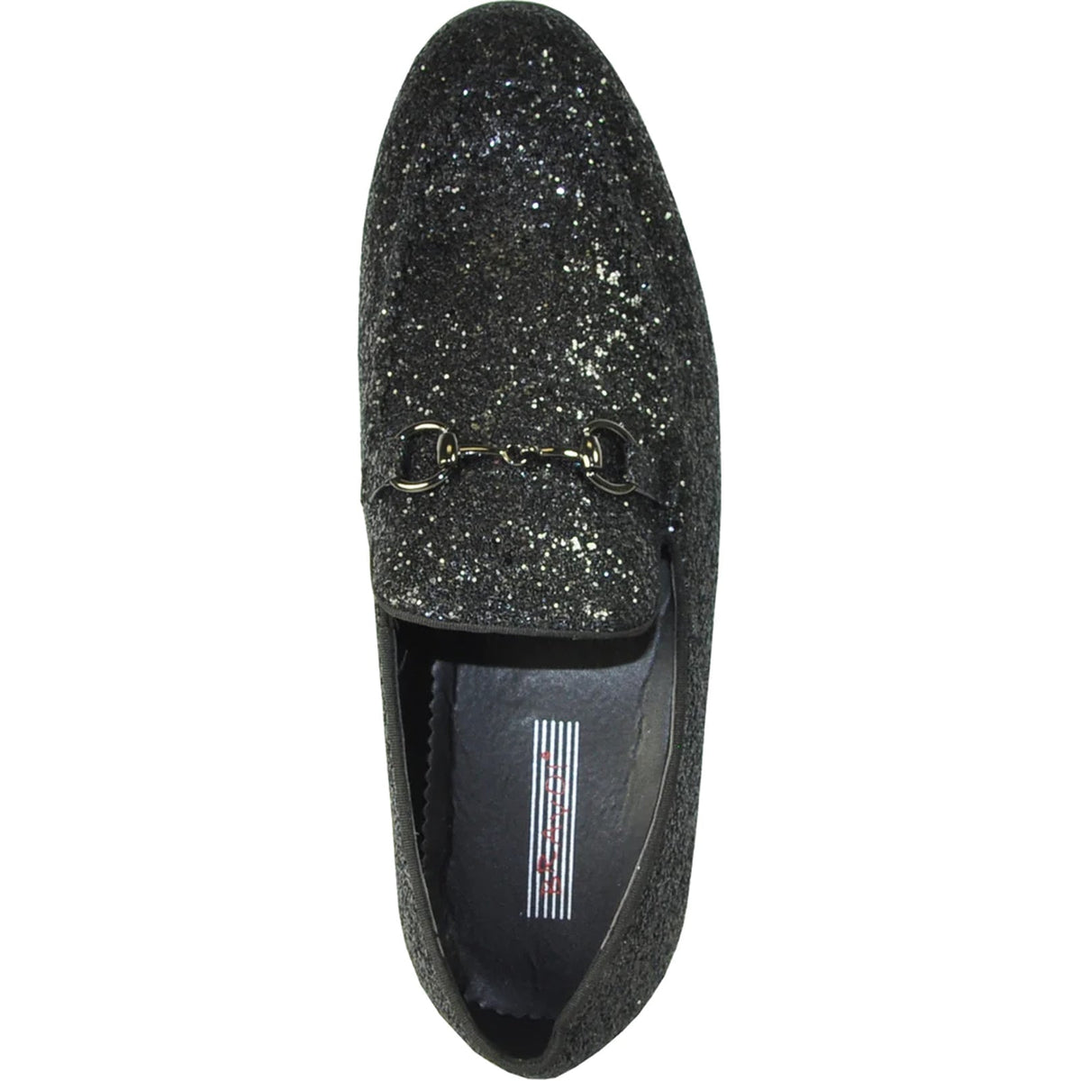 Bravo Mens Modern Glitter Sequin Prom Tuxedo Loafer in Black - Men's Dress Shoes