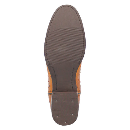 Dingo Brown Ostrich Print Snip Toe Leather Boots
