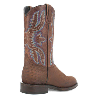 Dingo Brown Lizard Print Snip Toe Leather Boots