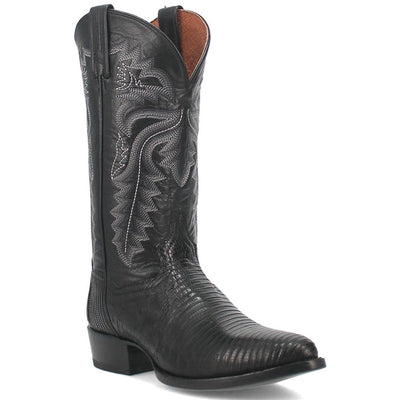 Dan Post Mens Winston Black Genuine Lizard Skin Round Toe Cowboy Western Boot