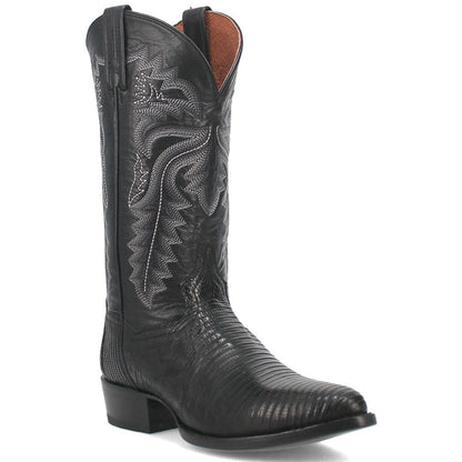 Dan Post Mens Winston Black Genuine Lizard Skin Round Toe Cowboy Western Boot