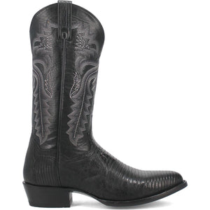 Dan Post Mens Winston Black Genuine Lizard Skin Round Toe Cowboy Western Boot