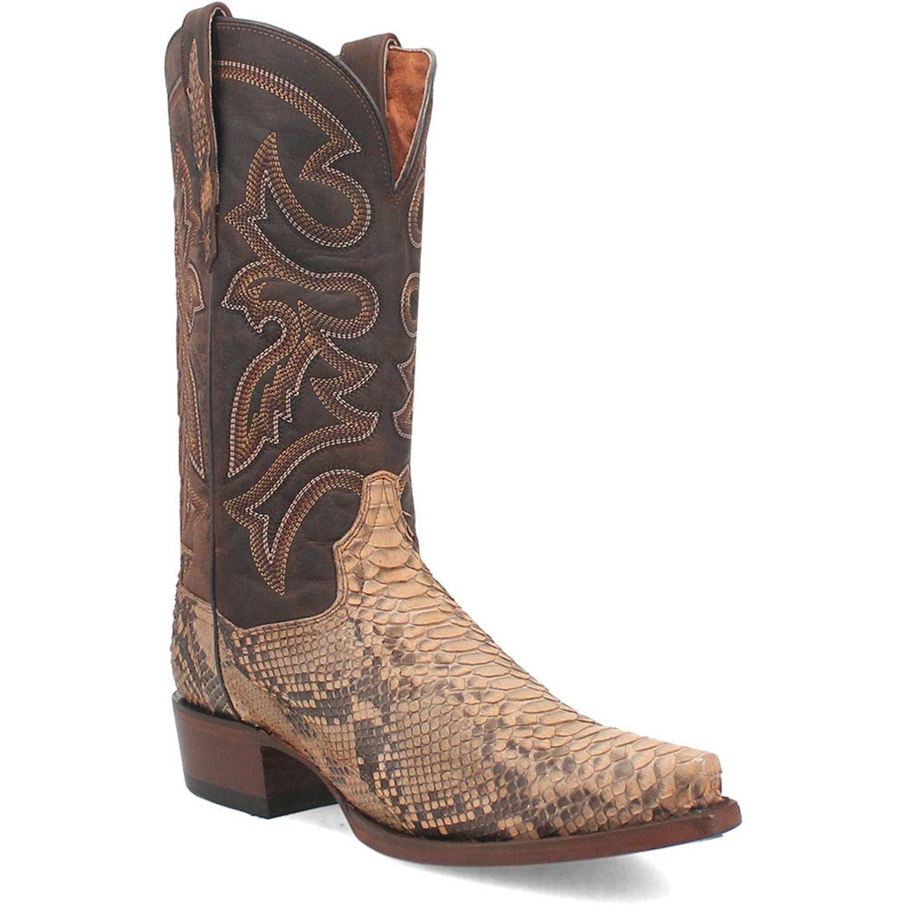 Python Skin Boots Blue 8D Dan Post Men's Snip Toe Western Exotic Python Skin Boots