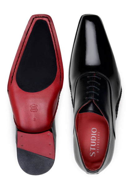 Belvedere Nero Black Genuine Crocodile Dress Shoe