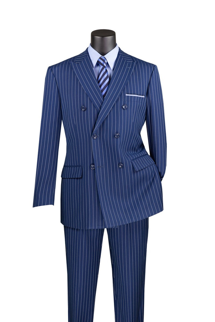 Men's Double Breasted Gangster Six Button Suit in Black