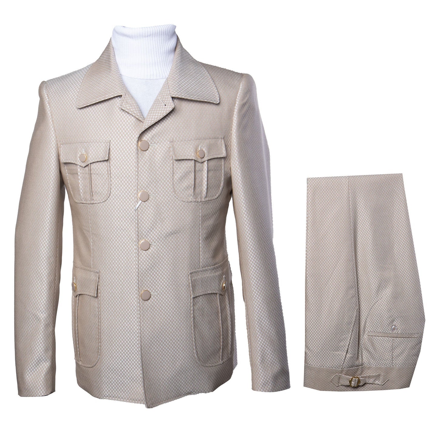 Rossi Man DUKE RM1766 Slim Fit 3-Piece Suit for Men Modern Cream Off-White Formalwear