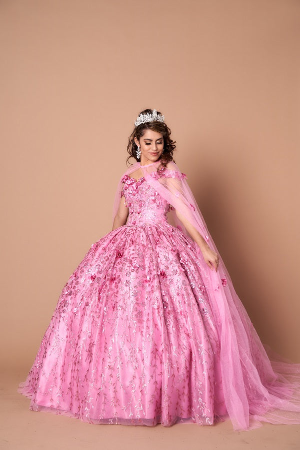 3D Floral Off Shoulder Cape Ball Gown by Calla SCL-30001