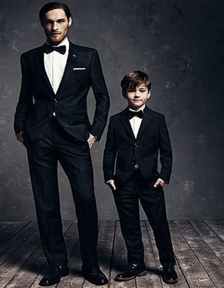 Dad And Son Black Matching wedding outfit Suits Perfect for toddler Suit wedding attire outfit