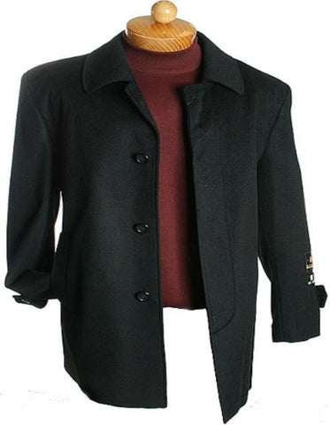 Mens Overcoat - Topcoat For Men - Winter Fabric - 3 Quarter Dark color black Wool fabric Jacket - men's Overcoat - Men's Tuxedo USA