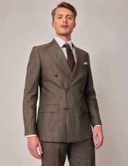 Mens Linen Suit For Beach Wedding - Summer  Suit in Dark Green Tailored Fit - Men's Tuxedo USA