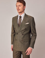 Mens Linen Suit For Beach Wedding - Summer  Suit in Dark Green Tailored Fit - Men's Tuxedo USA