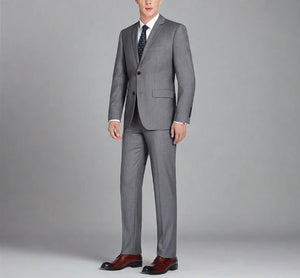 Renoir Clothing - Renoir Suit - Renoir Fashion - Super 140s Wool Two Button Slim Fit Dark Grey Renoir Suit