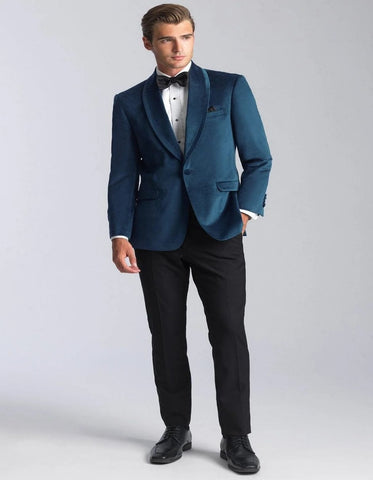 Velvet Blazer - Mens Blazer - Dinner Jacket + "Venice" Deep Aqua Velvet Dinner Jacket - Separates