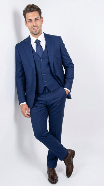 Stacy Adams Men’s Royal Indigo Hybrid Fit 3 Piece Suit, Formal Wedding Prom Dress Suit