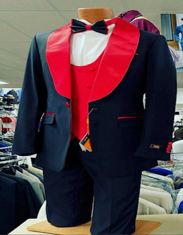 Mens Black Dinner Jacket - Two Toned Color Blazer - Black and Red Sport Coat - Men's Tuxedo USA