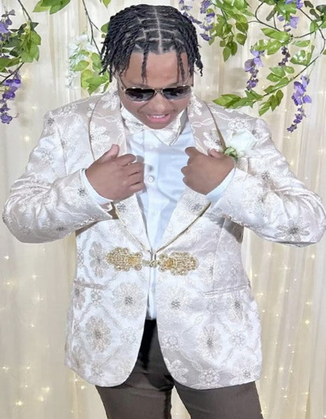 Cream Velvet Dinner Jacket - Off White Ivory Mens Tuxedo Jacket + Free Matching Bowtie main image 1
