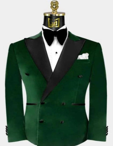 Double Breasted Tuxedo - Velvet Tuxedo Dinner Jacket In Black - Navy - Emerald Green - Burgundy