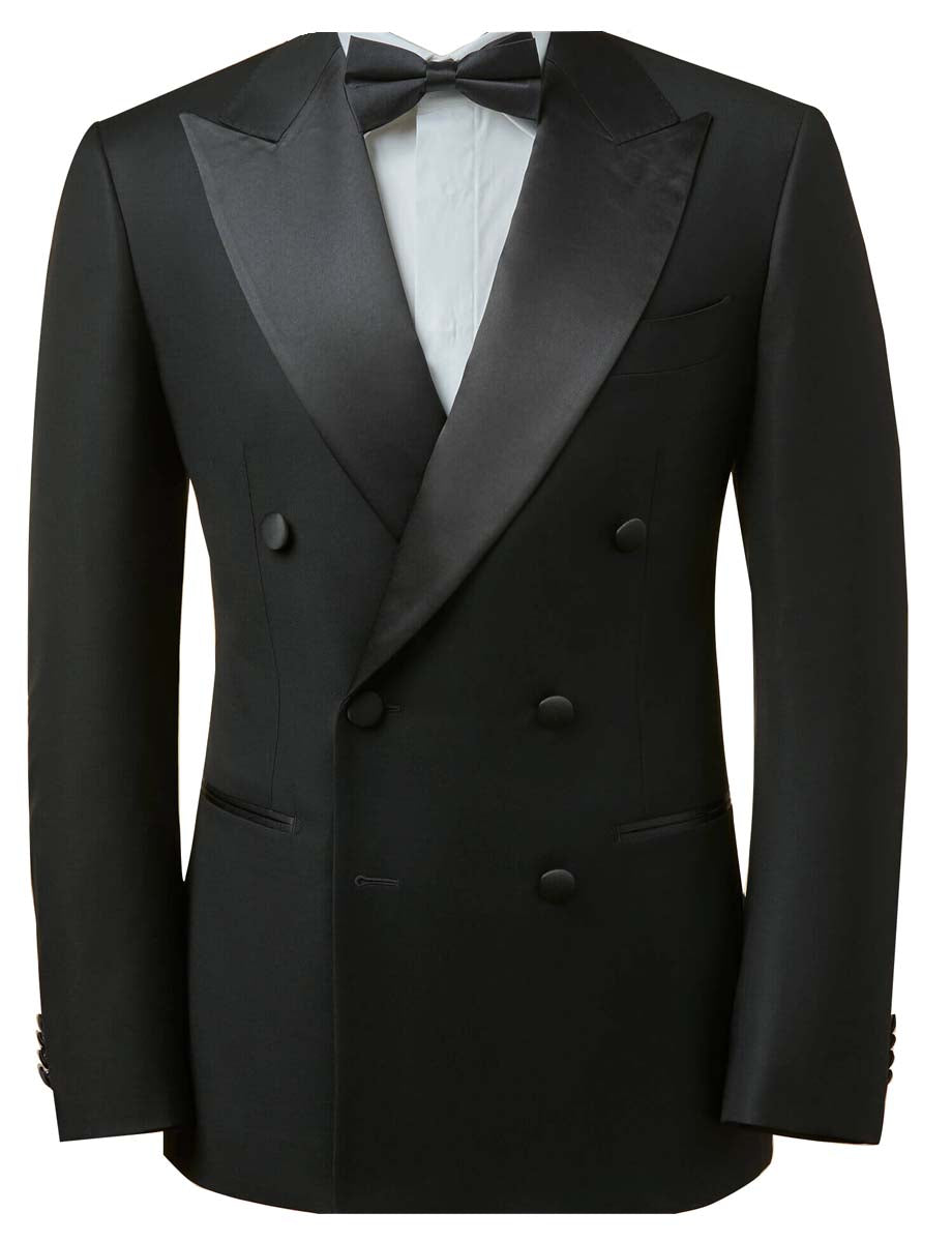 Men’s Black Double-Breasted Tuxedo Jacket – Classic Formal Dinner Blazer