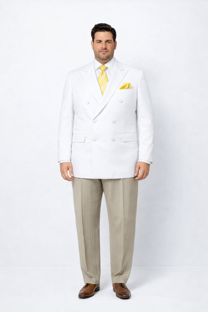 Men’s White Double Breasted Sport Coat – Timeless Classic Fit Blazer