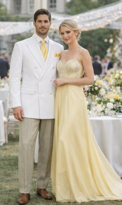 Men’s White Double Breasted Sport Coat – Timeless Classic Fit Blazer