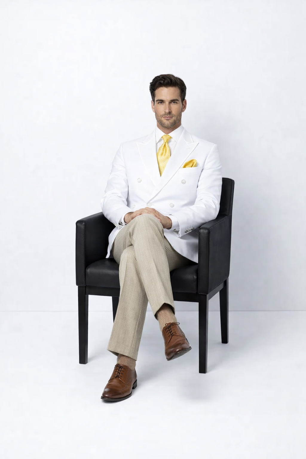Men’s White Double Breasted Sport Coat – Timeless Classic Fit Blazer