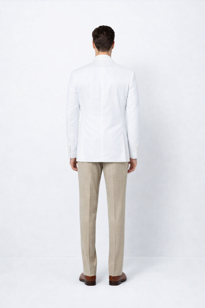Men’s White Double Breasted Sport Coat – Timeless Classic Fit Blazer