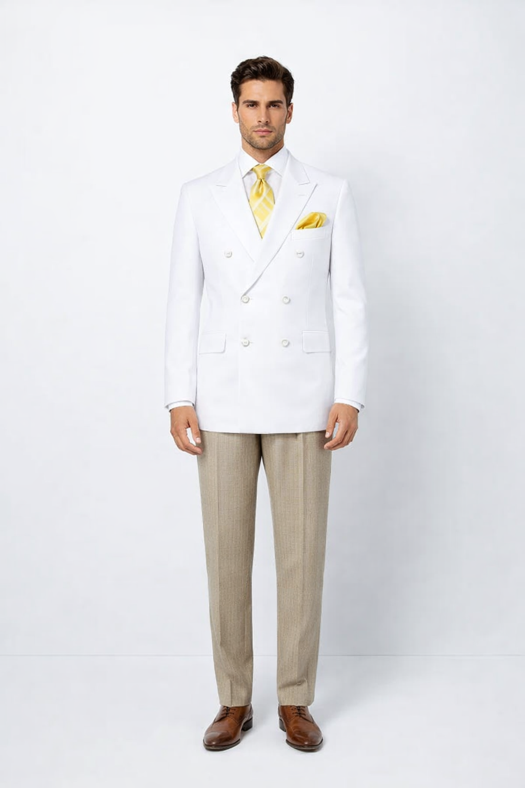 Men’s White Double Breasted Sport Coat – Timeless Classic Fit Blazer