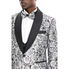 Monochrome Rose 3pc Tuxedo w/ Double Breasted Vest by Tazio - Men's Tuxedo USA