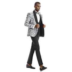 Monochrome Rose 3pc Tuxedo w/ Double Breasted Vest by Tazio - Men's Tuxedo USA