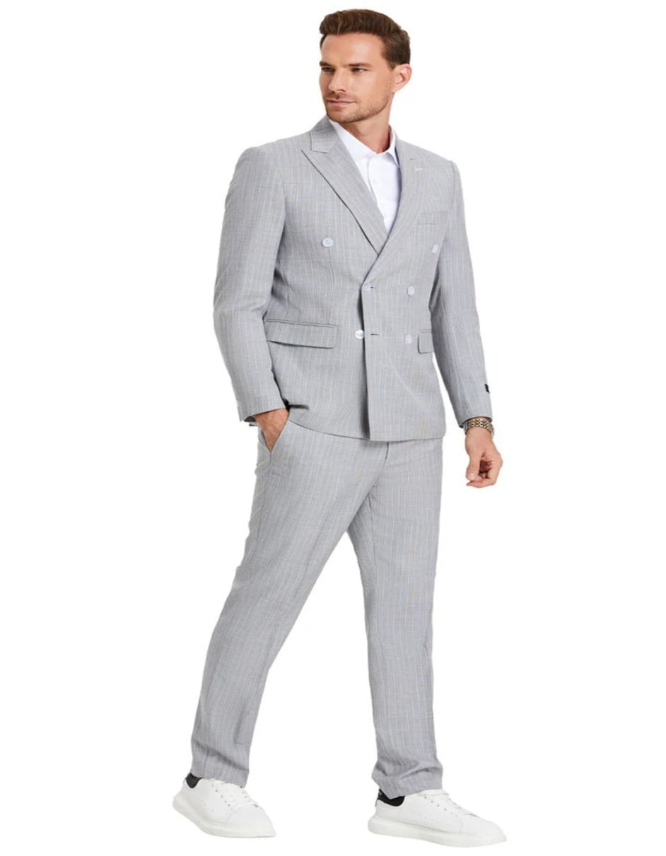 38 Light Grey Suit Silver Gray Suit For Wedding Men's Slim Fit