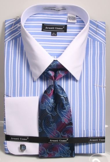 Great Gatsby Dress Shirt and Tie in Sky Blue Color