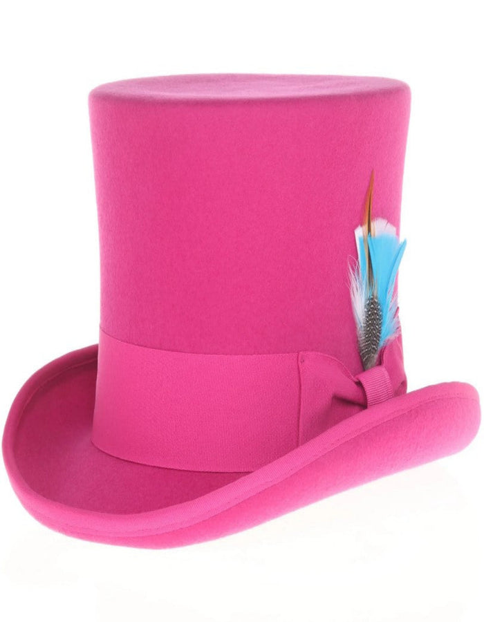 Fuchsia Dress Hat 1920s - Men's Tall 100% Wool Dress Top Hat in Hot Pink Fuchsia