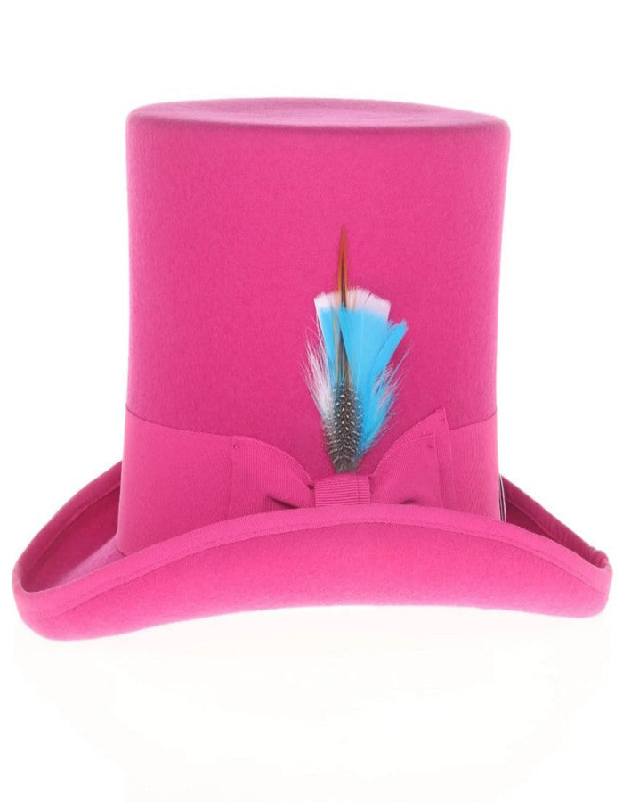 Fuchsia Dress Hat 1920s - Men's Tall 100% Wool Dress Top Hat in Hot Pink Fuchsia