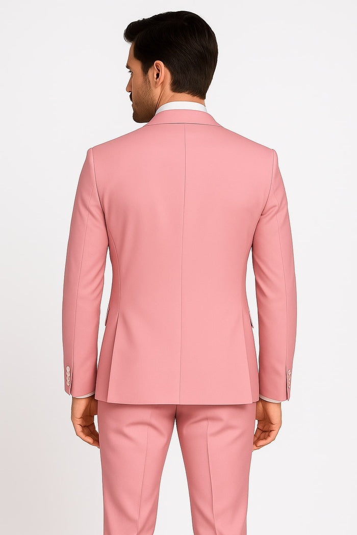 Dusty Rose Pink Tuxedo for Men  One Button Satin Lapel Wedding Prom Suit with Bow Tie