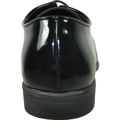Bravo Mens Shiny Patent Plain Toe Tuxedo Dress Shoe in Black