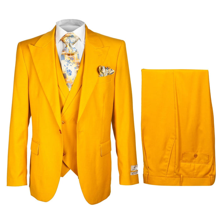 Rossi Man ELI RM103 ?? Modern Fit 3-Piece Men??s Suit in Bold Yellow
