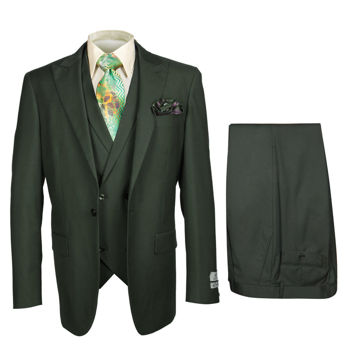 Rossi Man ELI RM117 ?? Classic 3-Piece Men??s Suit in Hunter Green