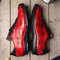 marco-di-milano-saulo-mens-shoes-black-red-exotic-ostich-alligator-casual-sneakers