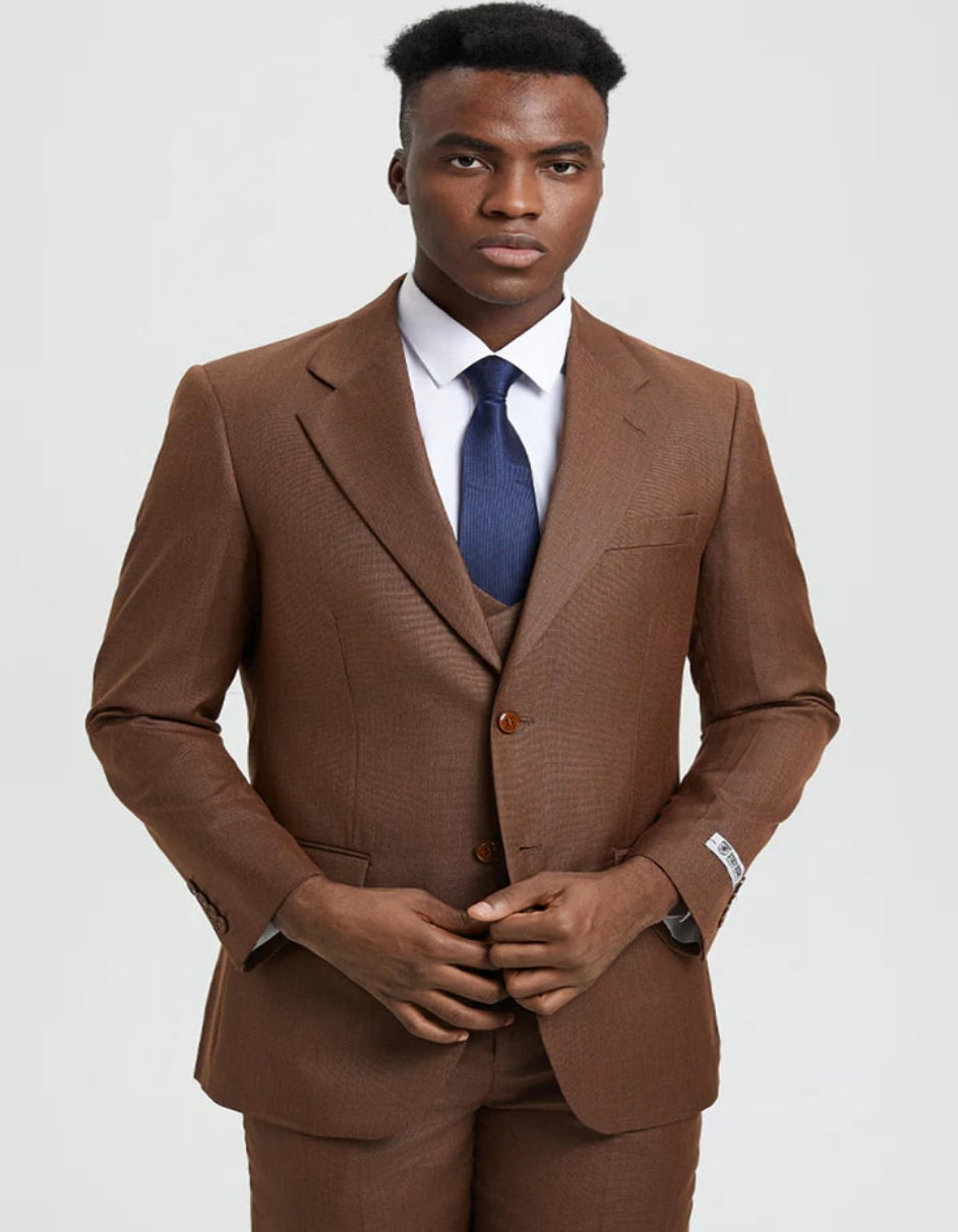38 Brown Wedding Suit - Jacket Pants - Light Brown Tuxedo