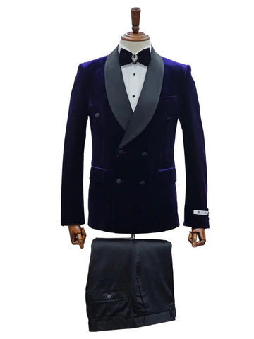 Double Breasted Tuxedo Suit  - Slim fitted - Eggplant Suit - Shawl Collar - Men's Tuxedo USA