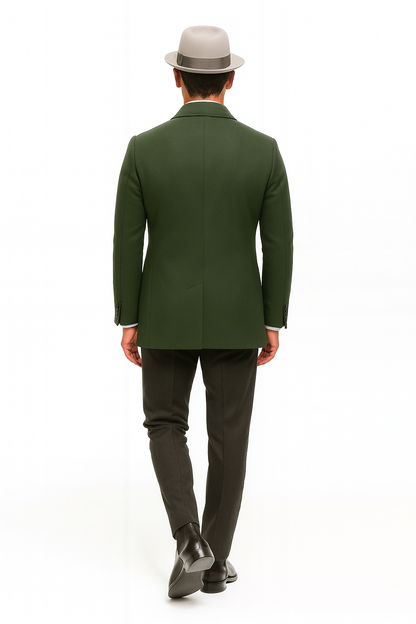 Olive Green Designer men's Wool Peacoat Sale Double Breasted Wool Fabric