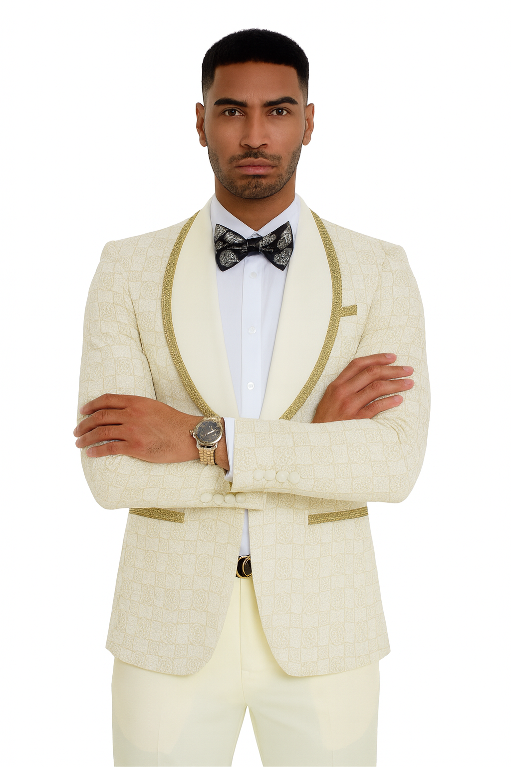 2025 Ivory and Gold 2pc Men's Suit by Tazzio